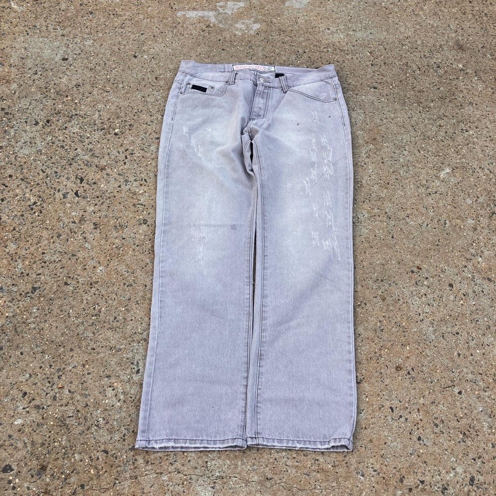 WINCHESTER grey distressed stacked denim
